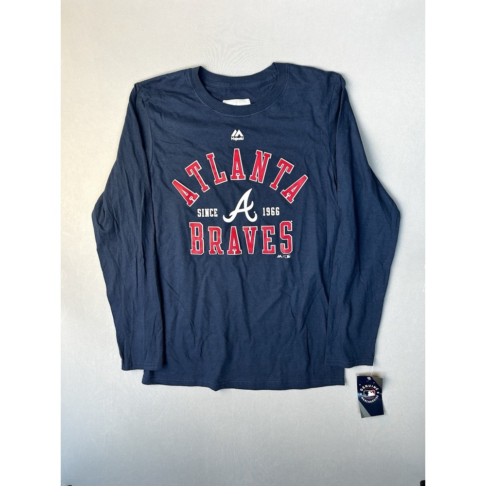 Atlanta Braves Majestic Adult S Long Sleeve Shirt NEW‎ With Tags